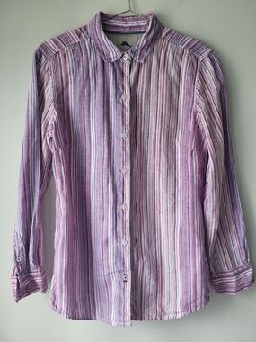 Tommy Bahama Pink and Purple Striped Dopamine Beachy Button-Down Shirt